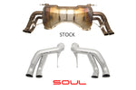 Soul R8 V10 2017-2019 race exhaust system: SOUL race exhaust beside the stock muffler