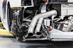 Soul R8 V10 2017-2019 race exhaust system: race exhaust installed at the rear of an R8