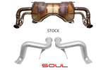 Soul R8 V10 2020-2023 race exhaust system: SOUL race exhaust beside the stock muffler