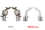 F06 / F12 / F13 M6 resonated muffler bypass exhaust: SOUL bypass exhaust beside the stock mufflers