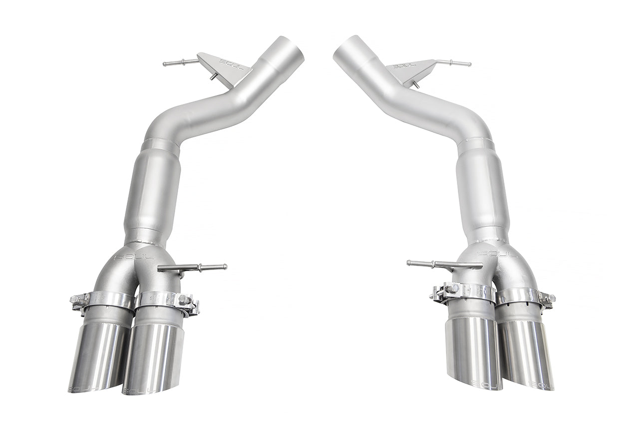 Soul F06 / F12 / F13 M6 resonated muffler bypass exhaust: muffler bypass exhaust, angled view