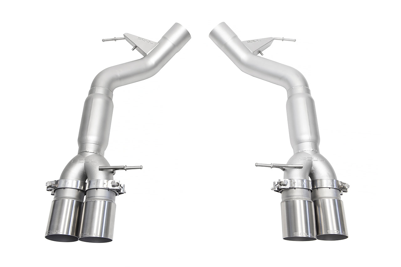 Soul F10 M5 resonated muffler bypass exhaust: muffler bypass exhaust with brushed tips