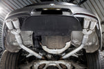 F06 / F12 / F13 M6 resonated muffler bypass exhaust: bypass exhaust installed, rear view from below