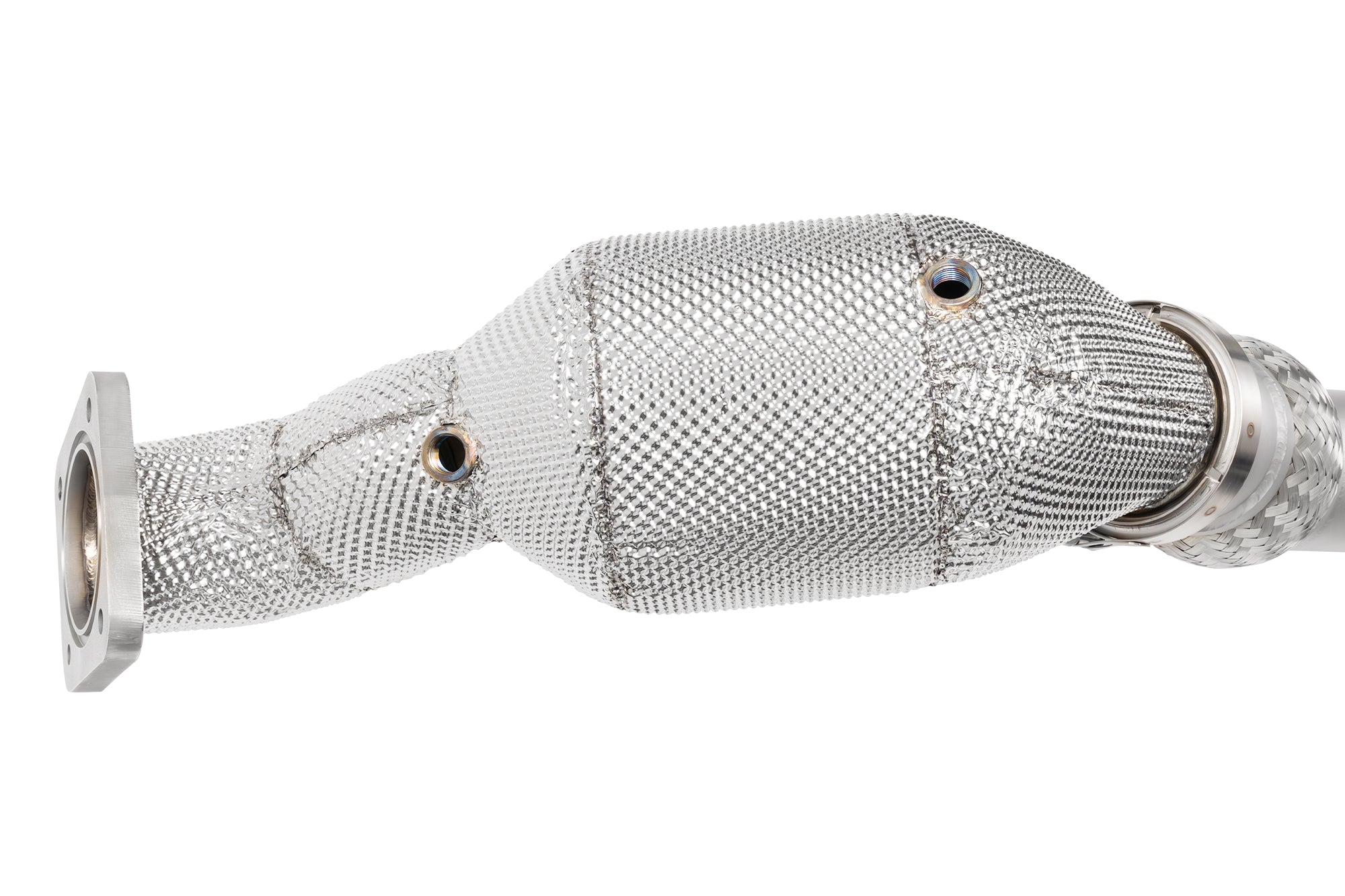 Soul C8 Corvette ZR1 / ZR1X 3.5″ sport exhaust package: close-up of a sport cat with heat shield