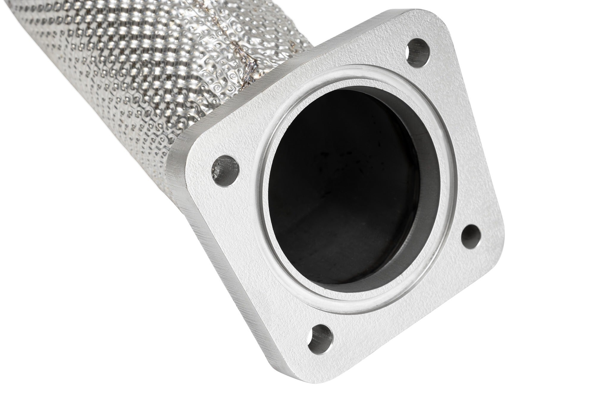 Soul C8 Corvette ZR1 / ZR1X 3.5″ competition exhaust package: close-up of a square inlet flange