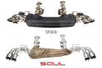 Soul C8 Corvette valved exhaust package: stock exhaust above the SOUL valved package