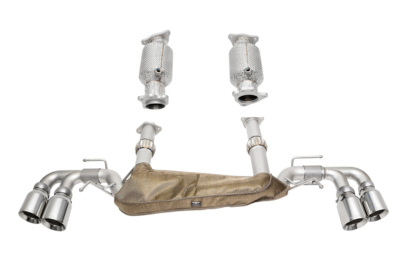 Soul C8 Corvette sport exhaust package: sport exhaust package with cats and heat-wrapped muffler