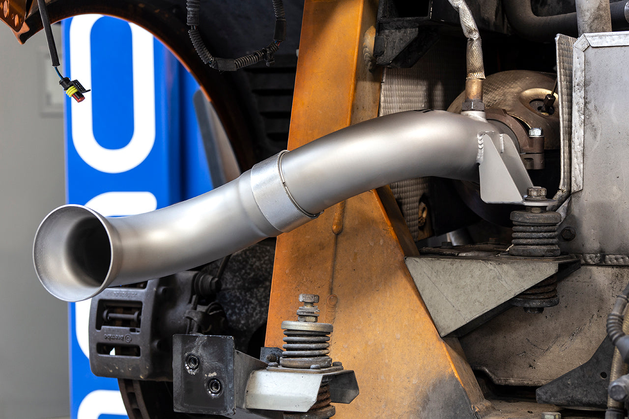 Soul Gallardo LP560 muffler bypass exhaust: bypass pipe test-fitted on the car