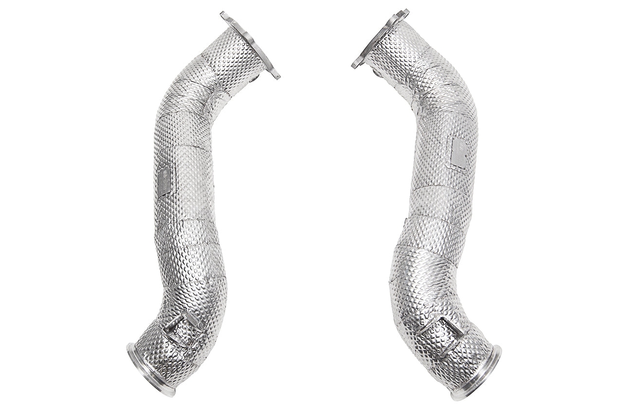 Soul 765LT / Senna catted / catless downpipes: pair of competition downpipes with heat shields