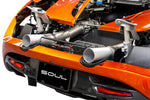 Soul 720S 3.5″ competition exhaust package: package installed on an orange 720S