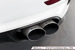Soul 991 Turbo / Turbo S x-pipe exhaust: installed tips under a white bumper