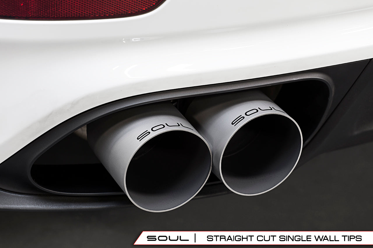 Soul 991 Turbo / Turbo S x-pipe exhaust: close-up of installed straight-cut tips