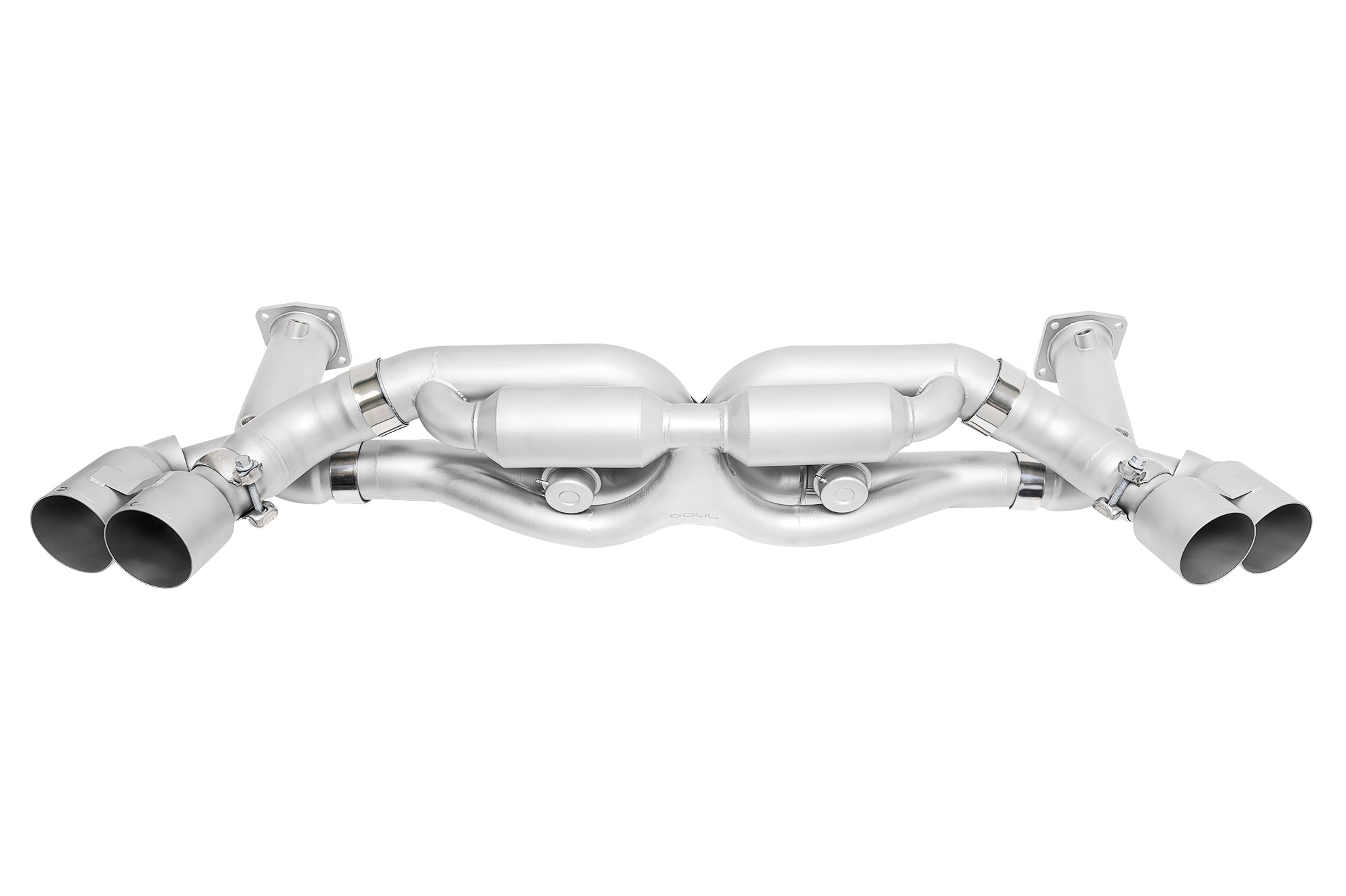 Soul 991 Turbo / Turbo S valved exhaust system: 991 Turbo valved exhaust with quad tips