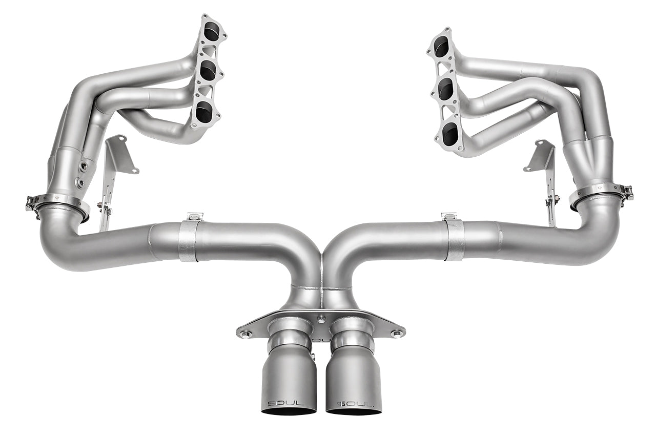 Soul 992 GT3 / GT3 RS valved exhaust packages: competition exhaust with satin center tips