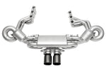 Soul 992 GT3 / GT3 RS valved exhaust packages: valved package with black tips, front view