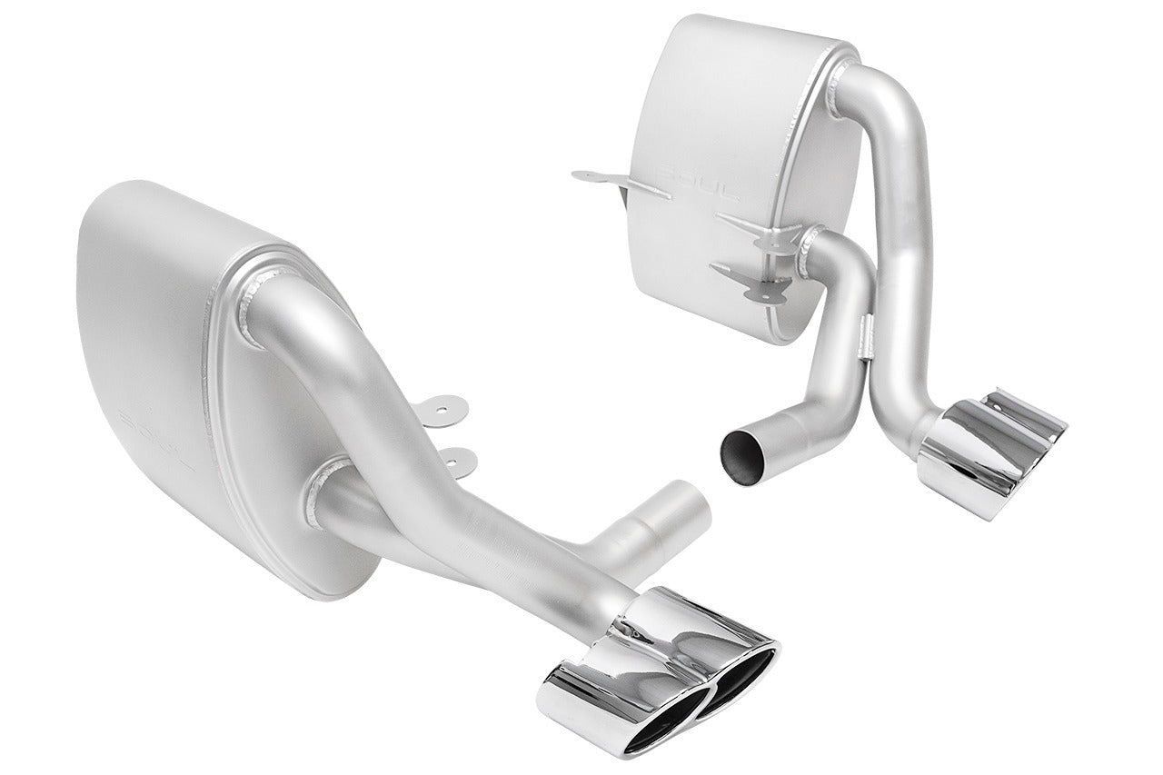 Soul 996 Carrera sport side mufflers: sport side muffler, angled view