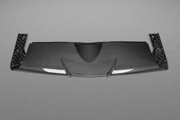 wide view of Capristo Carbon Front Spoiler (Matte) for Ferrari 458 Speciale 2013-2015 with gray background