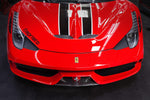 wide view of Capristo Carbon Front Spoiler (Matte) for Ferrari 458 Speciale 2013-2015 fitted inside a car
