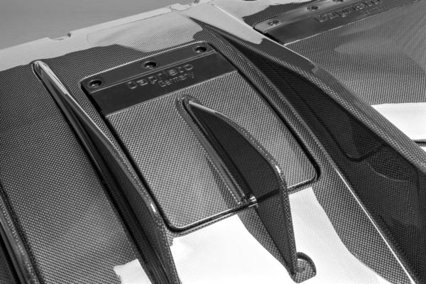 close view of Capristo Carbon Rear Diffuser (Matte) for Ferrari 458 Speciale 2013-2015 