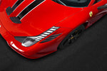 wide view of Capristo Carbon Air Outlet Ribs (Matte) for Ferrari 458 Speciale 2013-2015 fitted in car