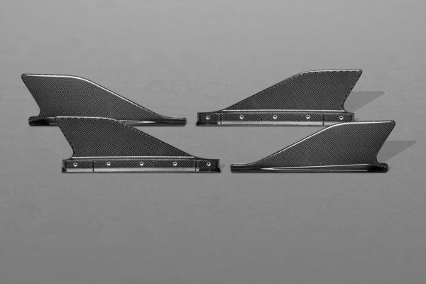 close view of Capristo Carbon Side Fins (Matte) for Ferrari 458 Speciale 2013-2015 with grey background