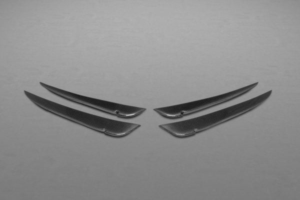 wide view of Capristo Carbon Front Fins (Matte) for Ferrari 458 Speciale 2013-2015 with black background