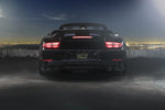 A back wide view of TECHART Diffusor Add-On for Rear Apron for Porsche 991.2 Turbo from MY17 in black Porsche