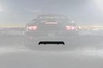 A back wide view of TECHART Diffusor Add-On for Rear Apron for Porsche 991.2 Turbo from MY17 in black Porsche with the Diffusor highlighted