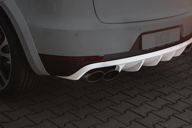 A side back close up view of TECHART Rear Diffusor for Porsche 95B Macan with the diffusor highlighted 