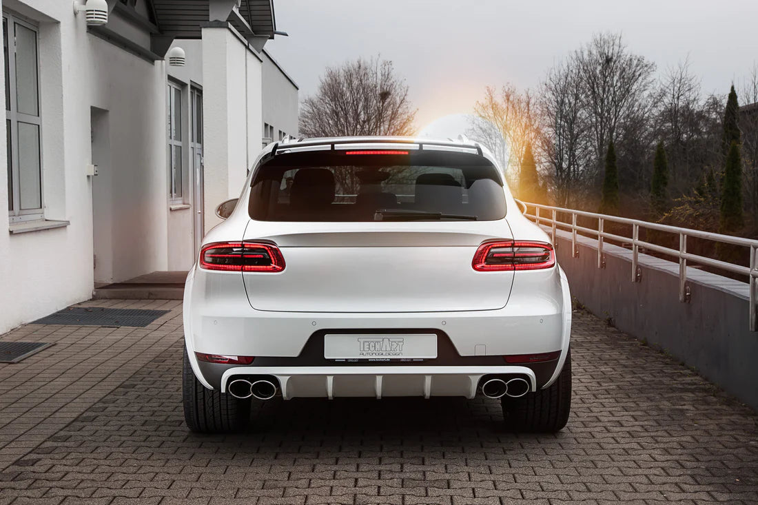 A back wide view of TECHART Rear Diffusor for Porsche 95B Macan with the diffusor highlighted 