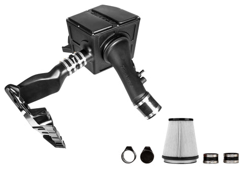Wide shot of Stillen Trupower Cold Air Intake w/ Rain Guard/Dry Filter for Toyota Tundra 2014-2020 with white background