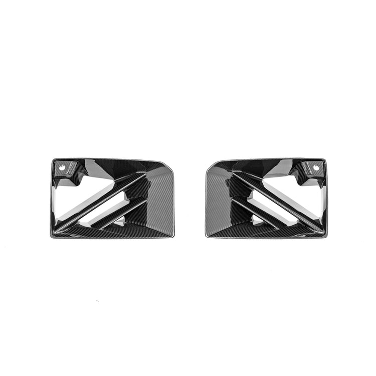wide view of TRE Pre-Preg Carbon Fibre Front Ducts Inserts for BMW M2 G87 2023+ with white background