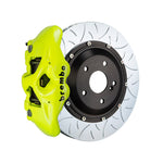 GT2 Brembo GT 4-piston rear kit, fluorescent yellow caliper, 380mm type 3 slotted 2-piece disc