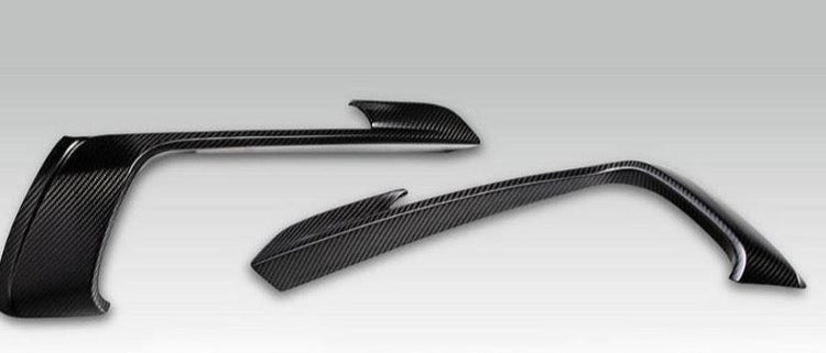 A top view of TECHART Front Airblades Carbon Fiber Glossy Finish Porsche 718 Cayman / Boxster