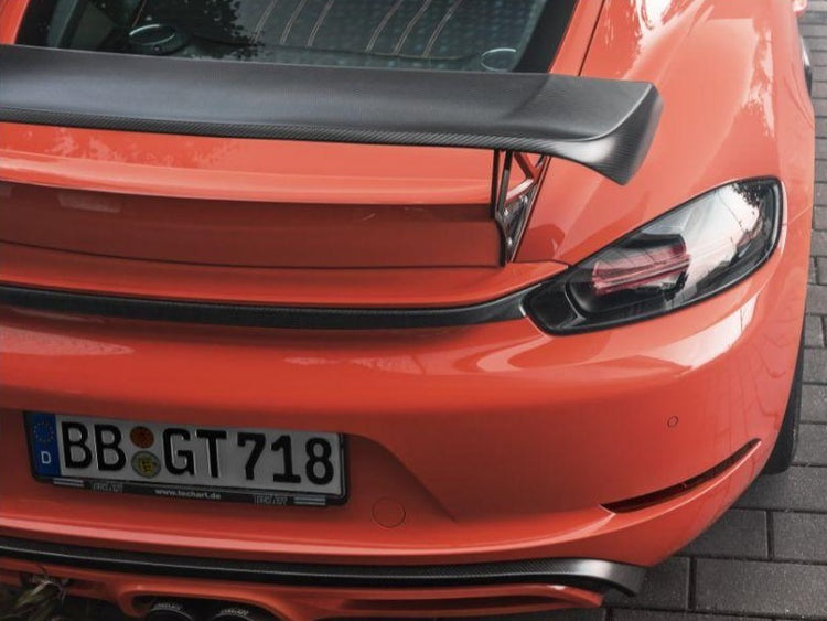 A close up view of TECHART Rear Panel Glossy Porsche 718 Cayman / Boxster