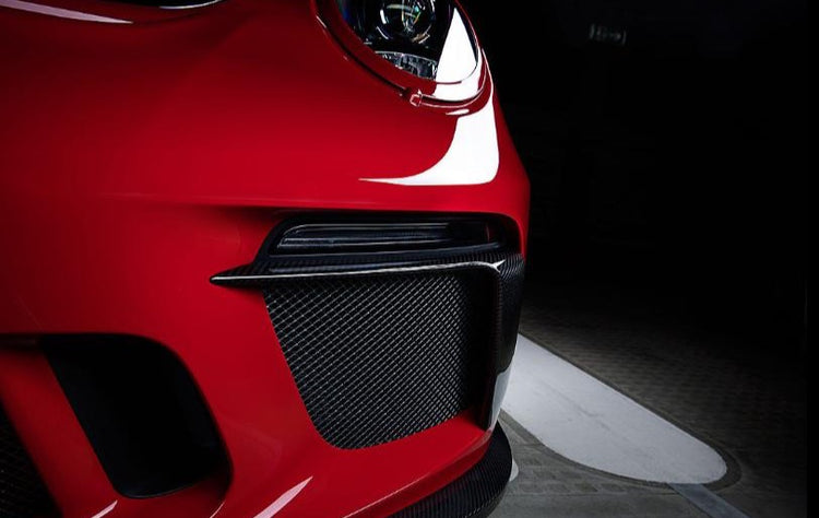 A side close up view of TECHART Airblades Glossy Carbon Fiber Porsche 991.2 GT3 / RS