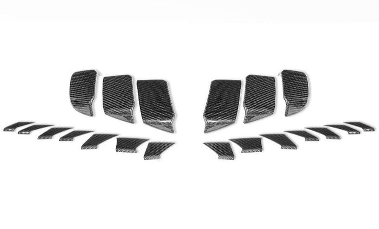 A top view of TECHART Front Fender Vents Glossy Carbon Fiber Porsche 991.2 GT3 / RS with white background