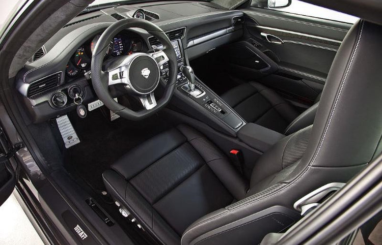 A top close up view of TECHART Leather Interior I for Cabriolet Porsche 991/991.2 Carrera / Targa / Turbo