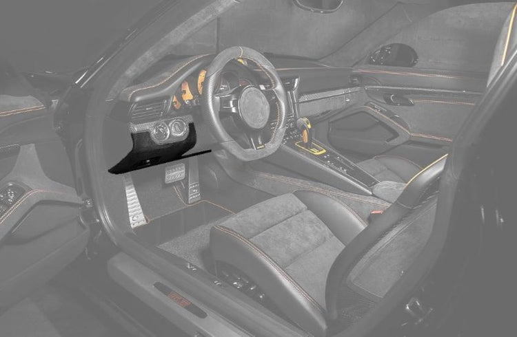 A top view of TECHART Bottom Dashboard at Driver Side in Leather Porsche 991/991.2 Carrera / Targa / Turbo / GT3 with the dashboard highlighted