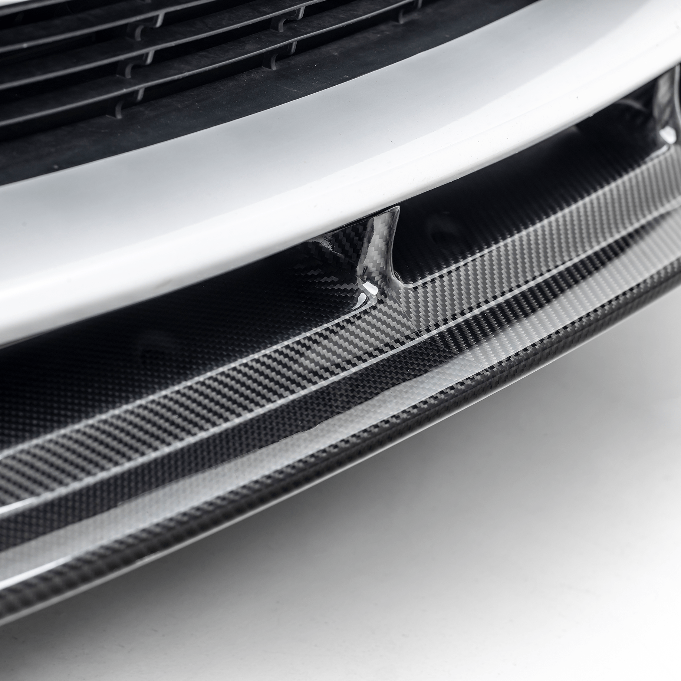 Model Y carbon front spoiler, macro close-up