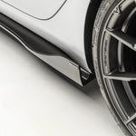 close side view of TRE Vorsteiner Style Carbon Fibre VOLTA Aero Side Skirt For Tesla Model 3 2018+ fitted inside a car