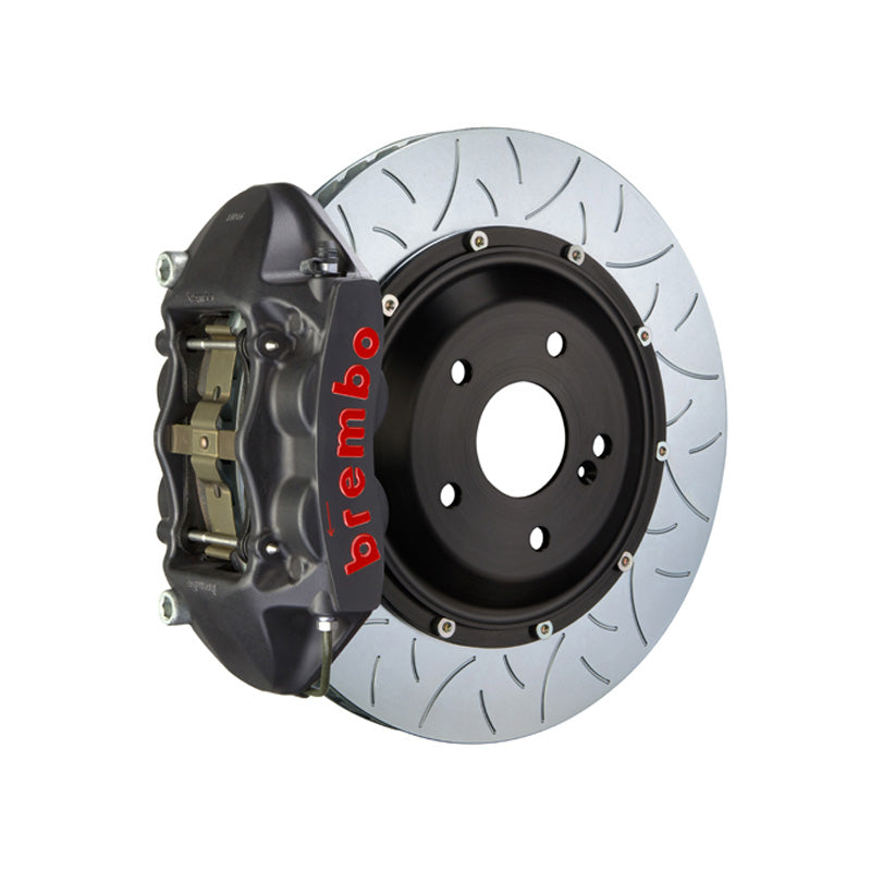 WRX STI Brembo 4-piston rear kit, black hard-anodized GT-S caliper, 345mm type 3 slotted 2-piece disc