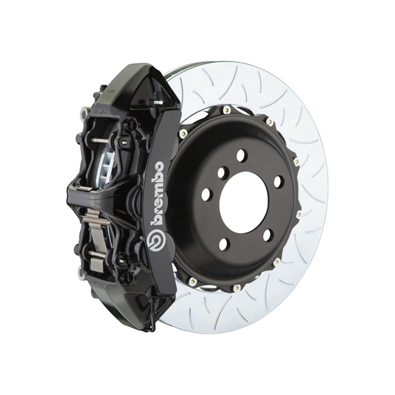 E90 3 Series Brembo GT 6-piston front kit, black caliper, type 3 slotted 2-piece disc