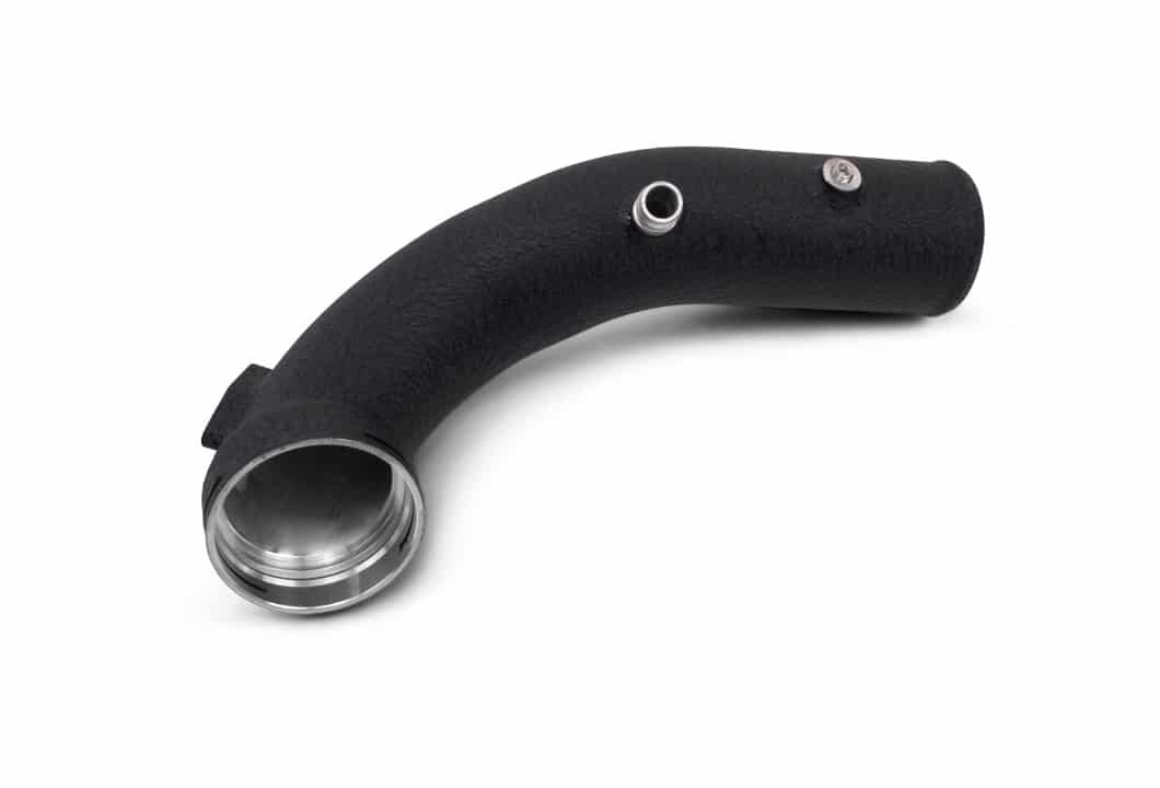 VRSF N55 charge pipe for the F10 535i with billet throttle body flange and NPT bung