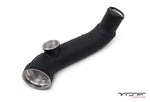 VRSF E89 Z4 N54 charge pipe with TiAL/Turbosmart BOV flange in black wrinkle finish