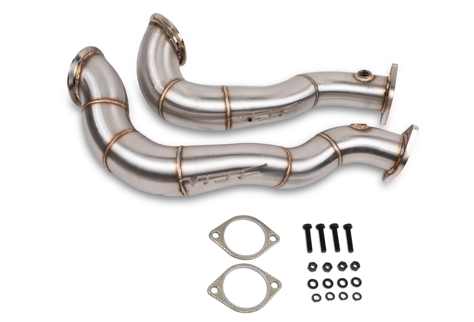 VRSF 335xi N54 downpipe kit with mid-pipe gaskets and grade 12 hardware