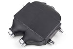 Underside of the VRSF S55 top mount intercooler showing both charge pipe necks and coolant ports
