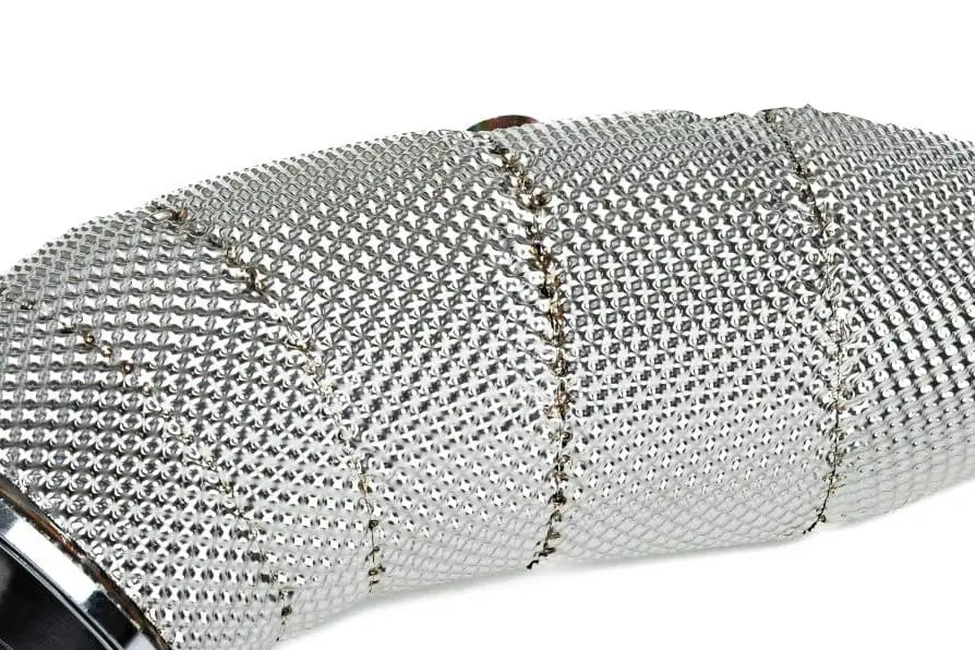 VRSF S55 downpipe with the heat shield wrap finish option