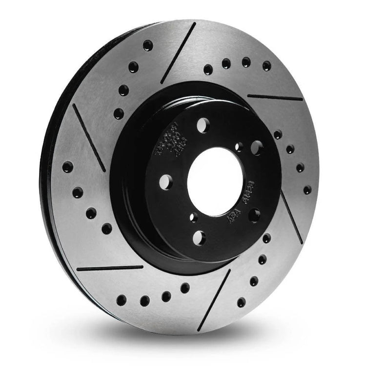 A front view of Vented Sport Japan (SJ) TAROX Brake Discs for with white background