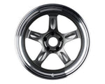 A front view of Volk Racing 21C Wheel 18x9 5x100 30mm Dark Gunmetal with white background